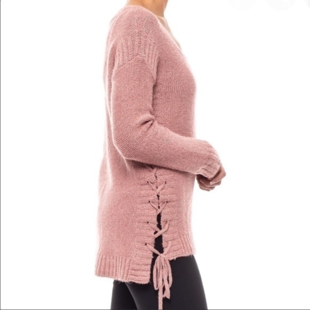 Lucky Brand Metallic Tunic Side Tie Sweater